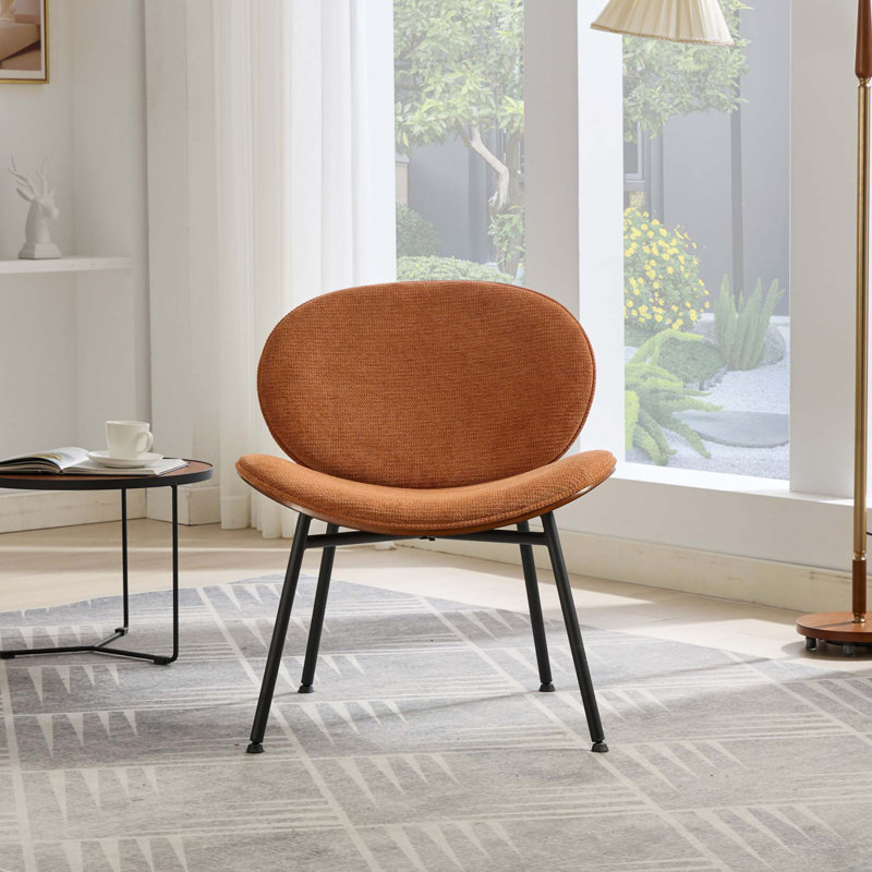 Chaise longue simple en tissu Mid-Century, Orange