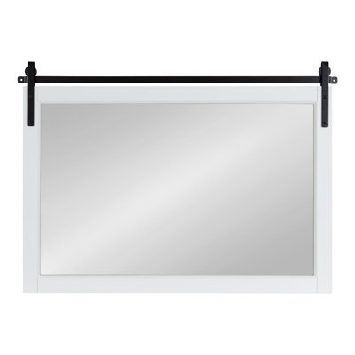 Strickler Rectangle Barn Door-Inspired Wood Wall Mirror