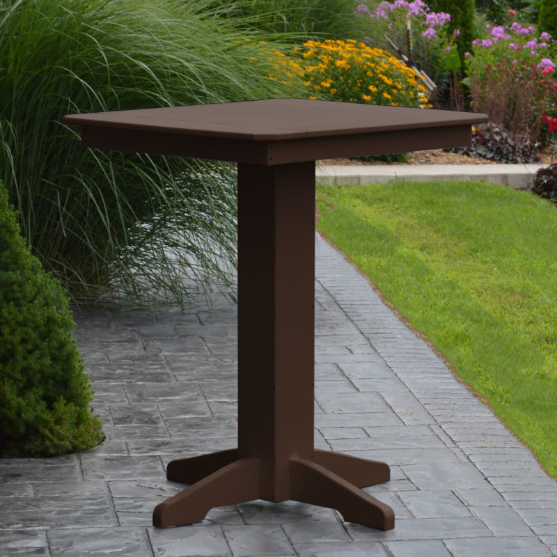 Neville Square Outdoor Bar Table With Umbrella Hole , in. W in. D, Tudor Brown, 44" W x 44" L x 42" H