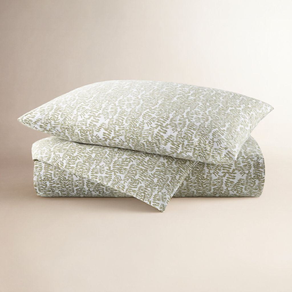 Fern Cotton Duvet Cover Set, Olive, Queen Duvet Cover