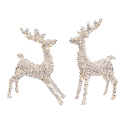 LED Lighted Tinsel Deer Figures (Set of 2)