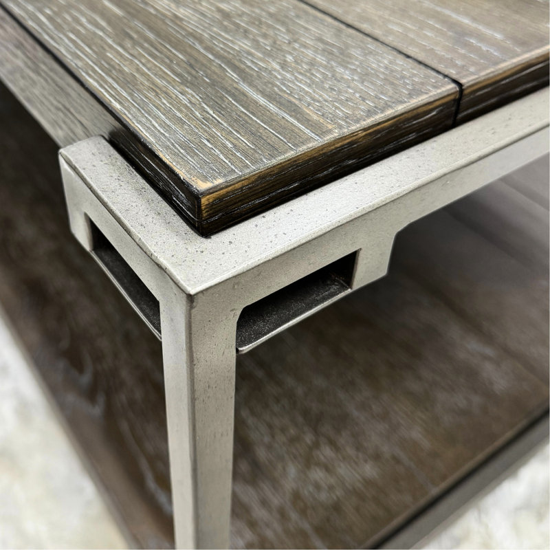 3 tables de salon, graphite vieilli, ensemble en bois et métal avec mouvement pratique, H 29,63 po x L 30,53 po x l 29,49 po