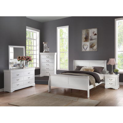 Denver 2-Piece Wooden Bedroom Set with Sleigh Bed & Nightstand by Charlton Home