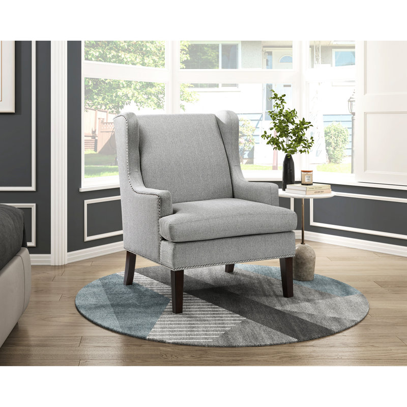 Fauteuil d'appoint de salon, tissu texturé gris, structure en contreplaqué, revêtement de siège d'une largeur de 21 po, hauteur de 39,5 po, coussin en mousse