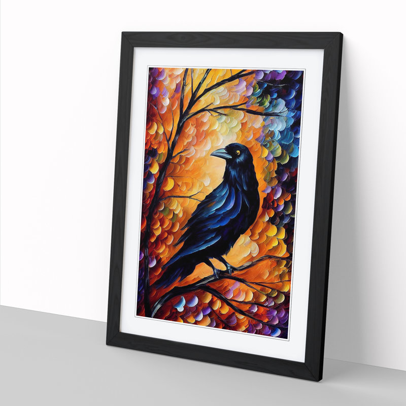 Raven Bird Vol.2 - Single Picture Frame Painting, Black, 34cm H x 25cm W x 2cm D