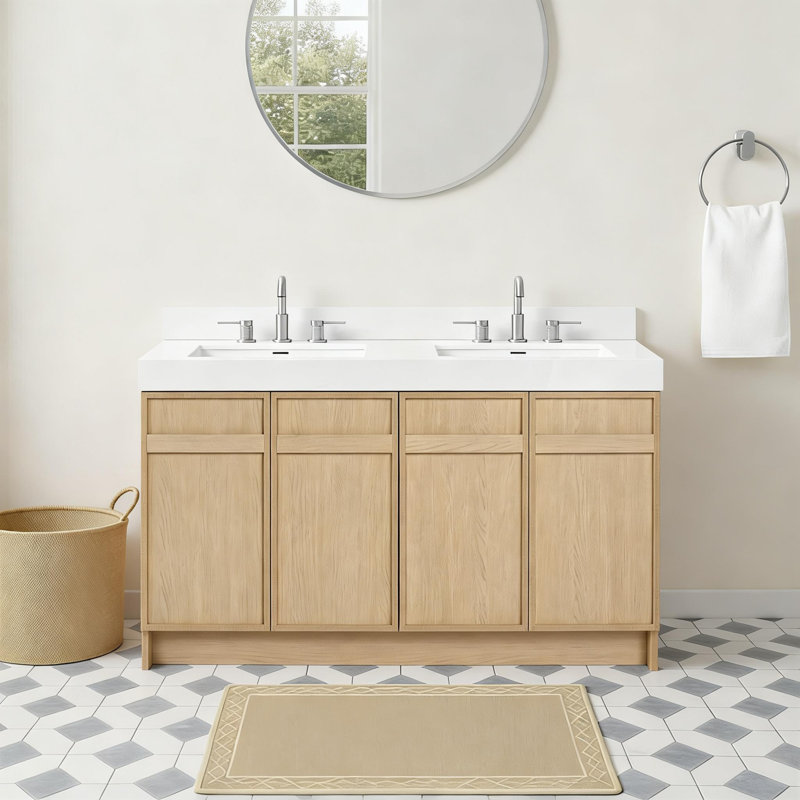 Meuble-lavabo double 60 po avec lavabo en résine