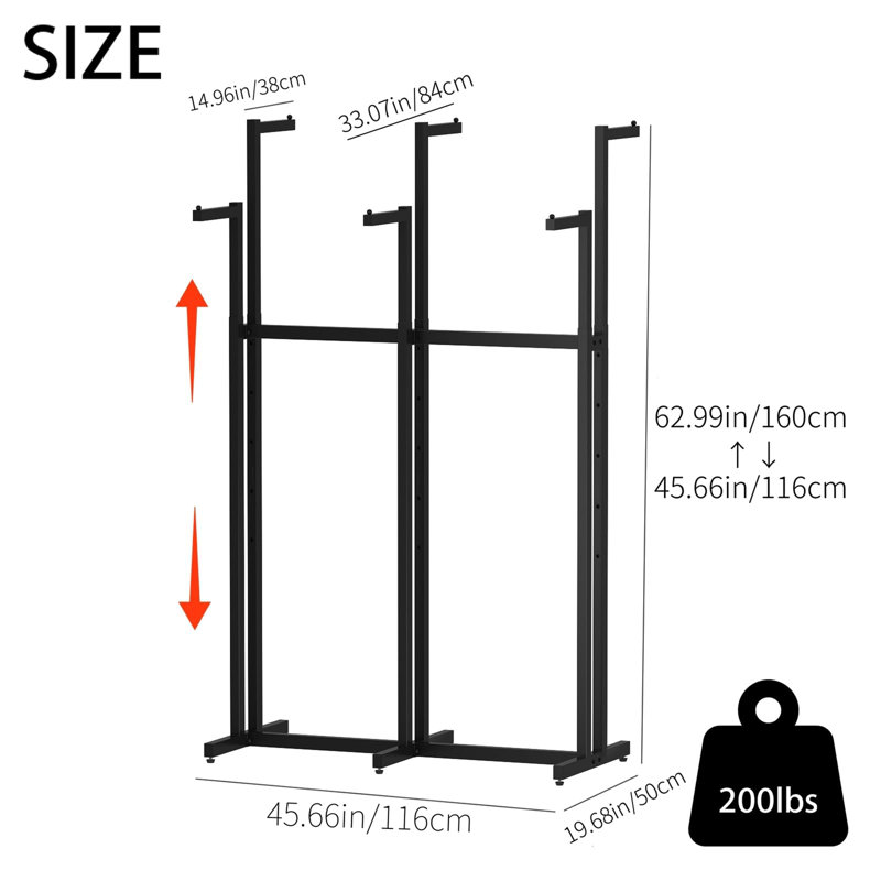 Black Adjustable Metal Freestanding Heavy Duty Garment Rack