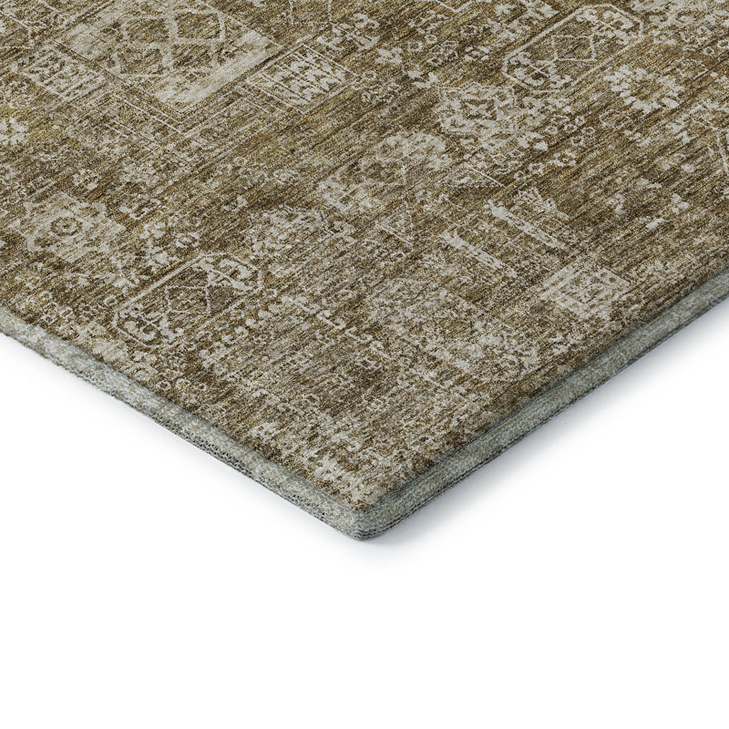 Premium Machine Washable Cerrito Brown Rug, Rectangle 9' x 12'
