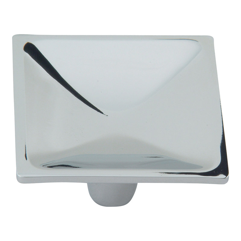 Polished Chrome Square Modern Cabinet Knob with Mounting Hardware