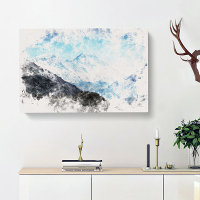 Mount Everest In Tibet & Nepal Watercolour - Wrapped Canvas Print