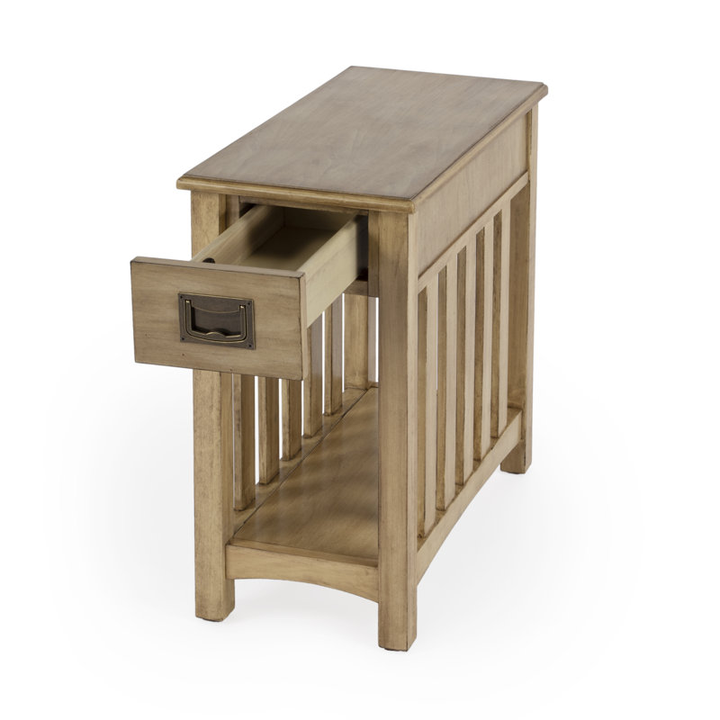 Larina Shaker Wood Side Table, Antique Beige