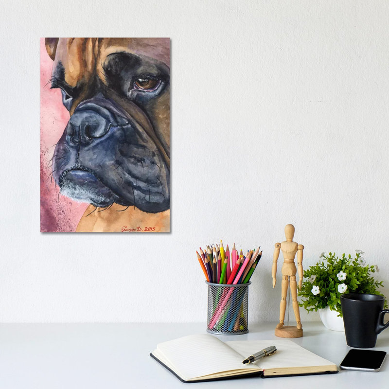 Boxer Portrait - Wrapped Canvas Print, 20.32 cm H x 30.48 cm W