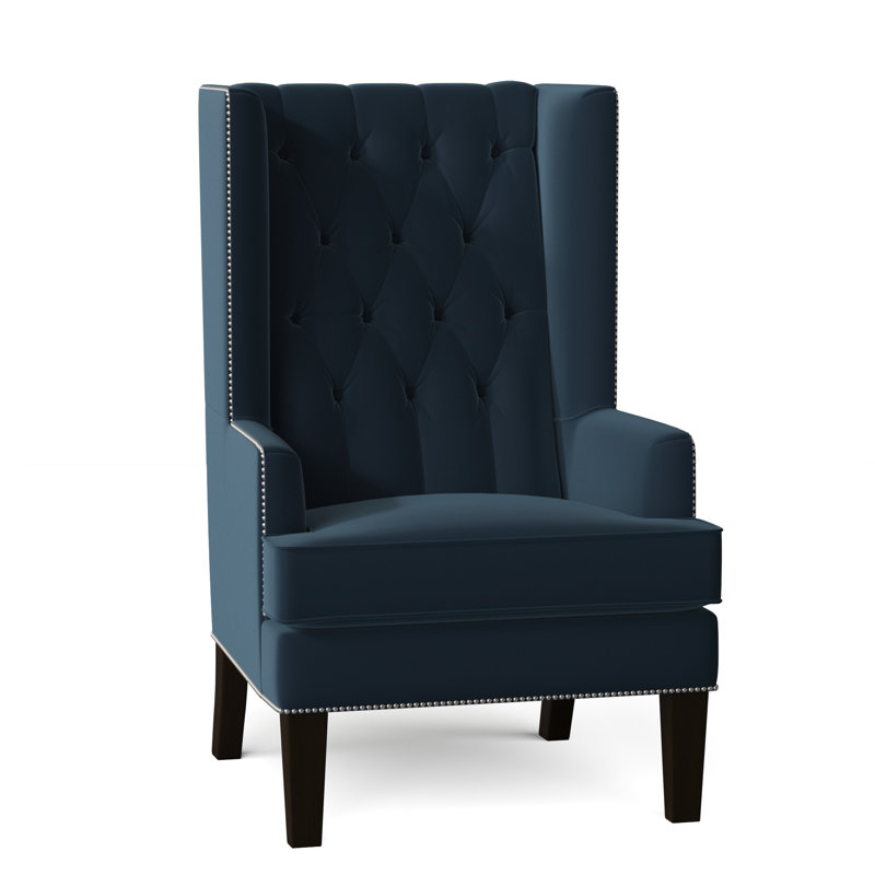 Searle Upholstered Wingback Chair, Dark Brown, Atlas Ivory