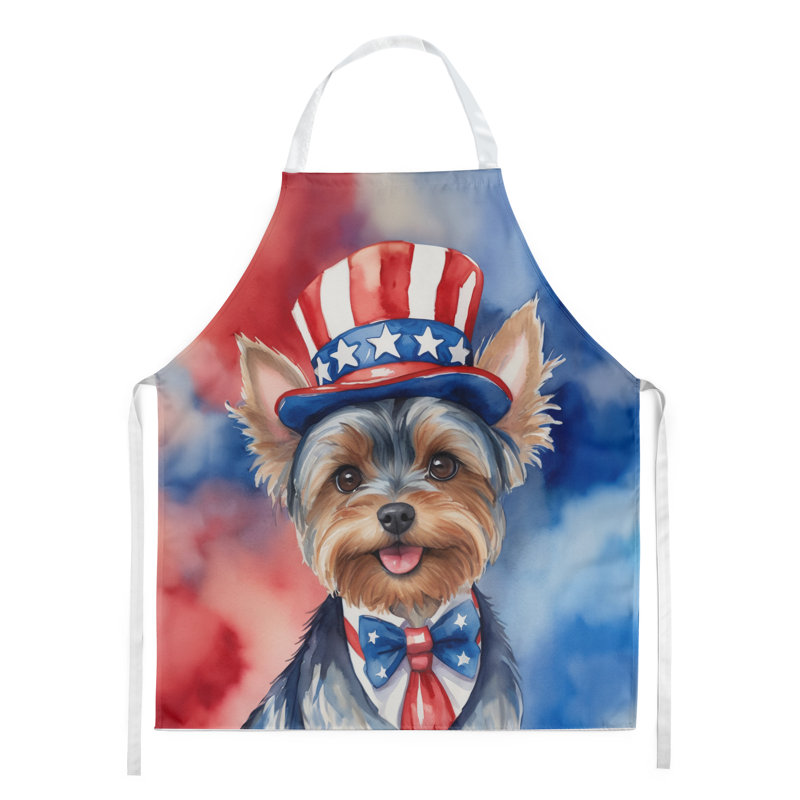 Patriotic American Apron, Gray/Brown Yorkshire Terrier