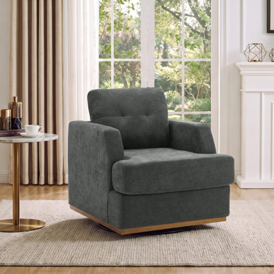 30.3" Wide 360° Swivel Accent Chair with Chenille Upholstery or Faux Leather
