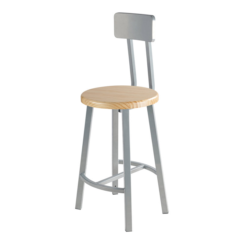 Tabouret industriel / de hauteur fixe avec dossier, H 24 po