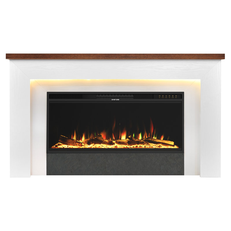 Foyer électrique 62 "avec manteau de cheminée, meuble télé avec minuterie, 12 effets de flamme