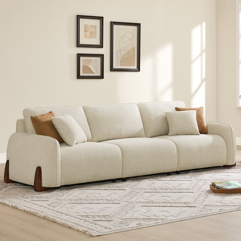 125'' Upholstered Modern Modular Sofa With Wood Legs, Sand