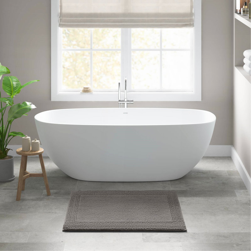 1 PCS 100% Cotton Tufted 3000 GSM Reversible Bath Rug Charcoal, Rectangle 2' x 3'8"