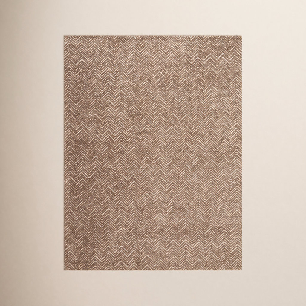 Cooke Taupe Hand-Tufted Chevron Rug, Rectangle 5'3" x 7'4"