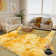 Super Soft Tie-Dyed Yellow Rug, Oversized Living Room Rug, Thick Pile Rug, Fluffy Tufted Room Rug For Room Bedroom Large Cozy Fuzzy Rug Room Home Decor Aesthetic Soft Non Slip Rug Decor Aesthetic, Christmas Decor, Halloween Decor