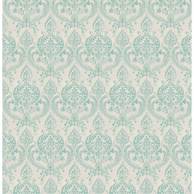 Colma, Waverly Indigo Petite Damask, 33' L X 20.5" W, Wallpaper Roll