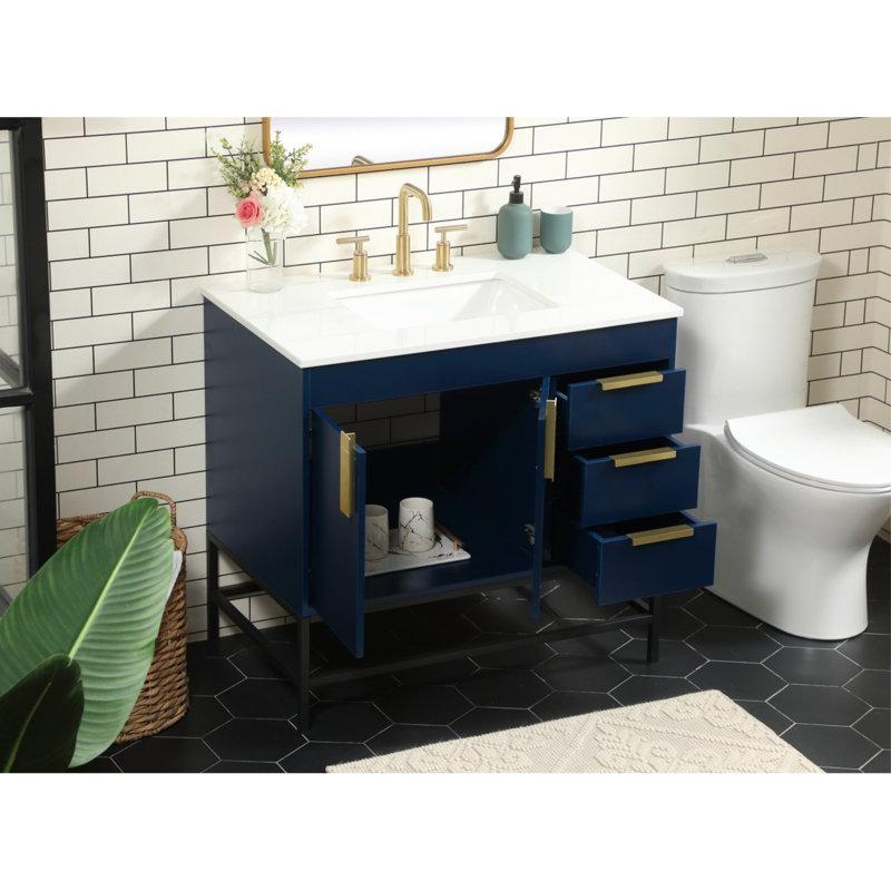 Ensemble de meuble-lavabo simple 36 po Eugene, bleu