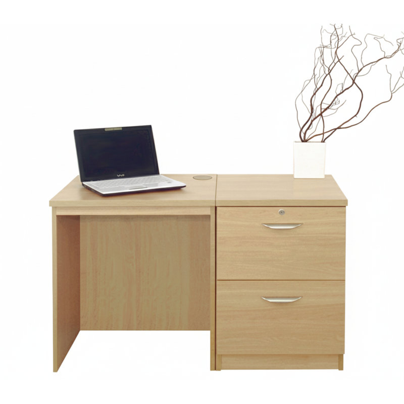 Walshaw Solid Wood Base Computer Desk, Classic Oak