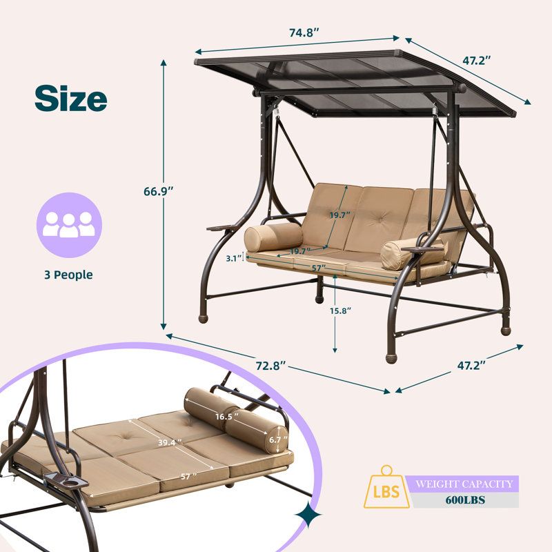 Cullin Porch Swing with Canopy