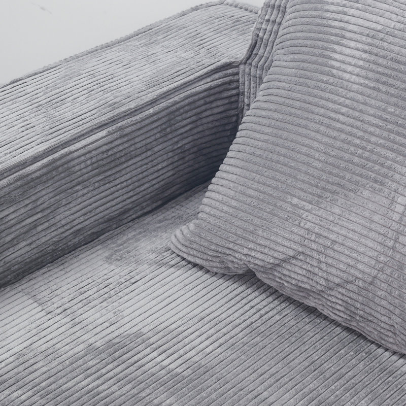 Convertible Floor Sofa Bed With Pillow, Back Support, Armrest, Comfy Futon Couch For Living Room And Bedroom In Corduroy Fabric