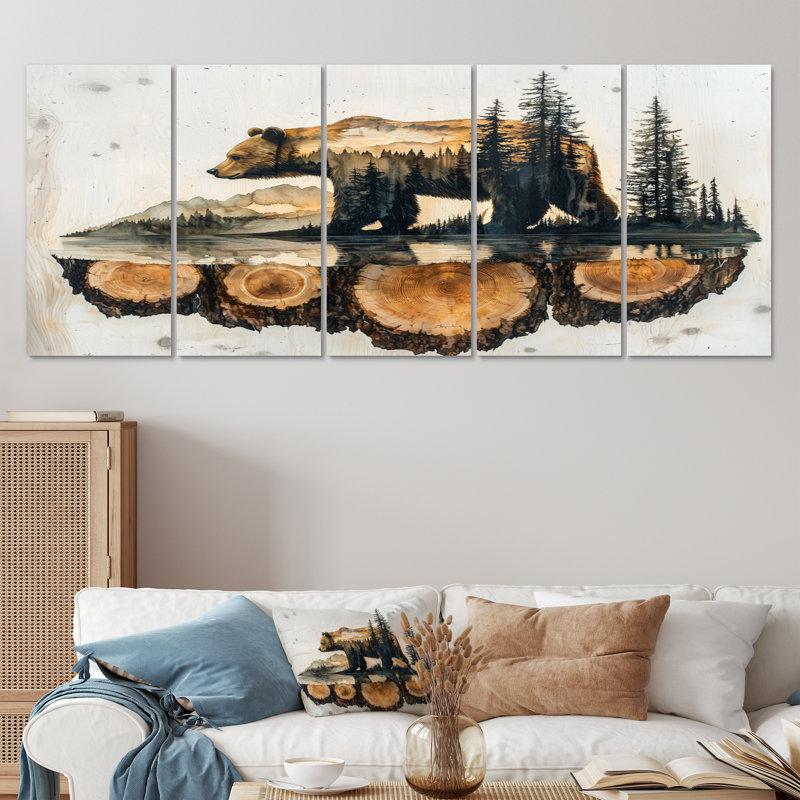 Crayton - ours, art mural - ensemble d'art mural moderne, H 28 po x l 60 po