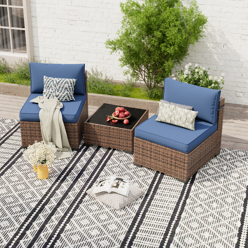 Babak 2 - Person Outdoor Seating Group with 4"D Cooling Cushions, Blue
