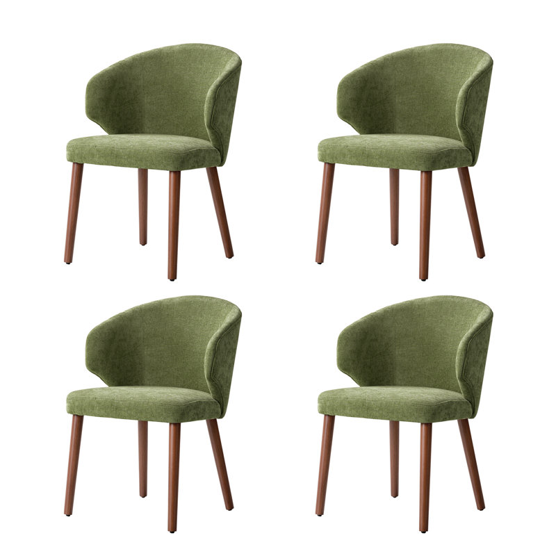 Kanalu Upholstered Wingback Side Chair with Solid Wood Legs, Navy, 4