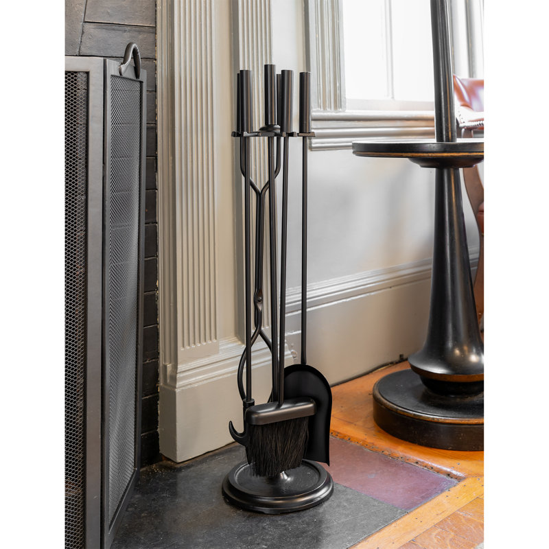 Iron Fireplace Tool Set, Black