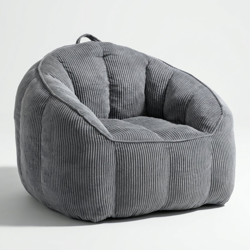 Grand fauteuil à billes en velours côtelé avec accoudoirs et rembourrage inclus