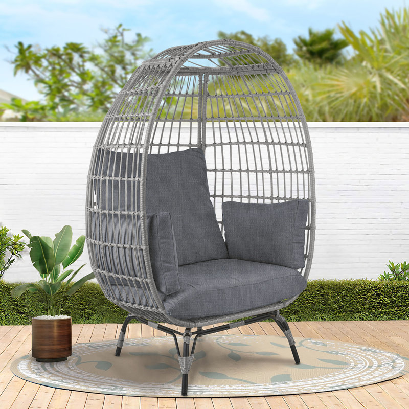 Bryn Outdoor Lounge Egg Chair, Charcoal, Gray