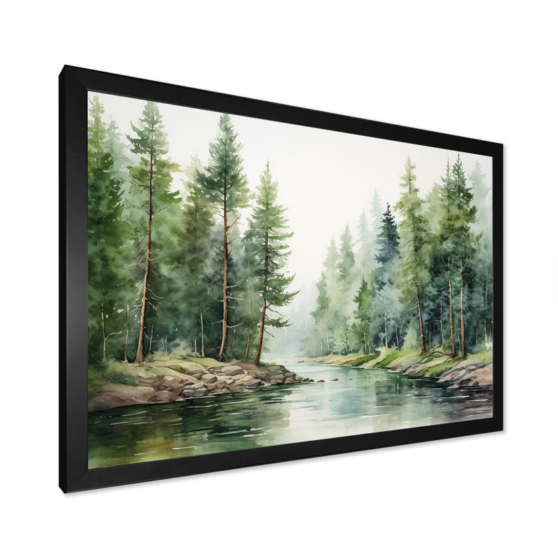 " River Forest Hidden Treasure Scenery I ", Black Single Picture Framed, 24" H x 32" W x 1" D