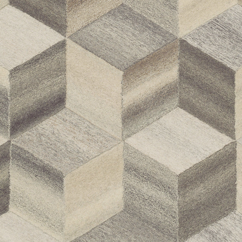 Mountain Wool Geometric Area Rug in Butter/Khaki, Rectangle 8' x 10'