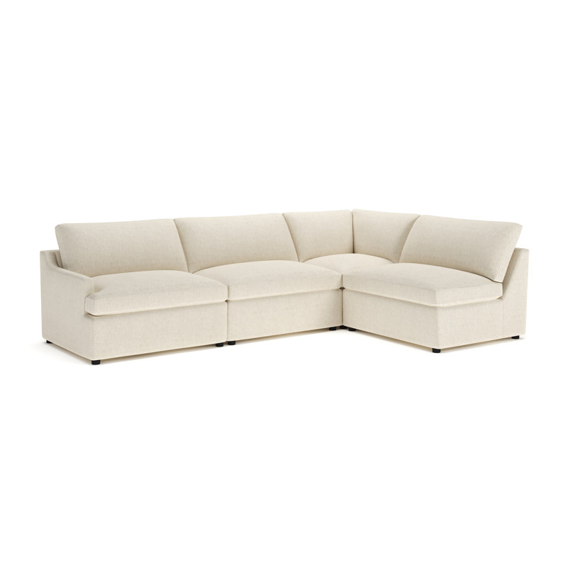 Essex 4-Piece Upholstered Modular Sectional, John Sepia Performance Linen Blend, Right Hand Facing