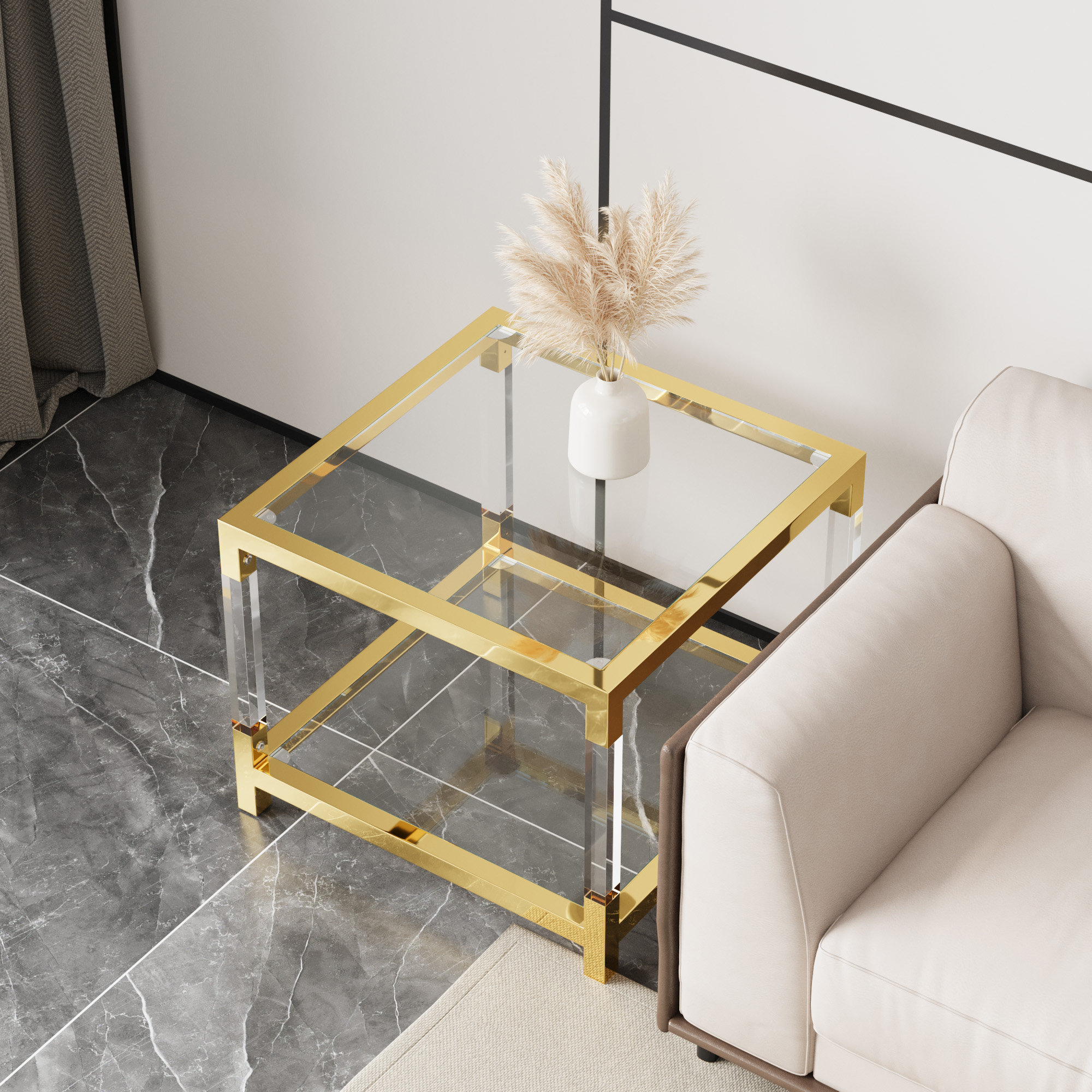 Mercer41 Modern Minimalist Style Metal Frame With Acrylic Leg Coffee ...