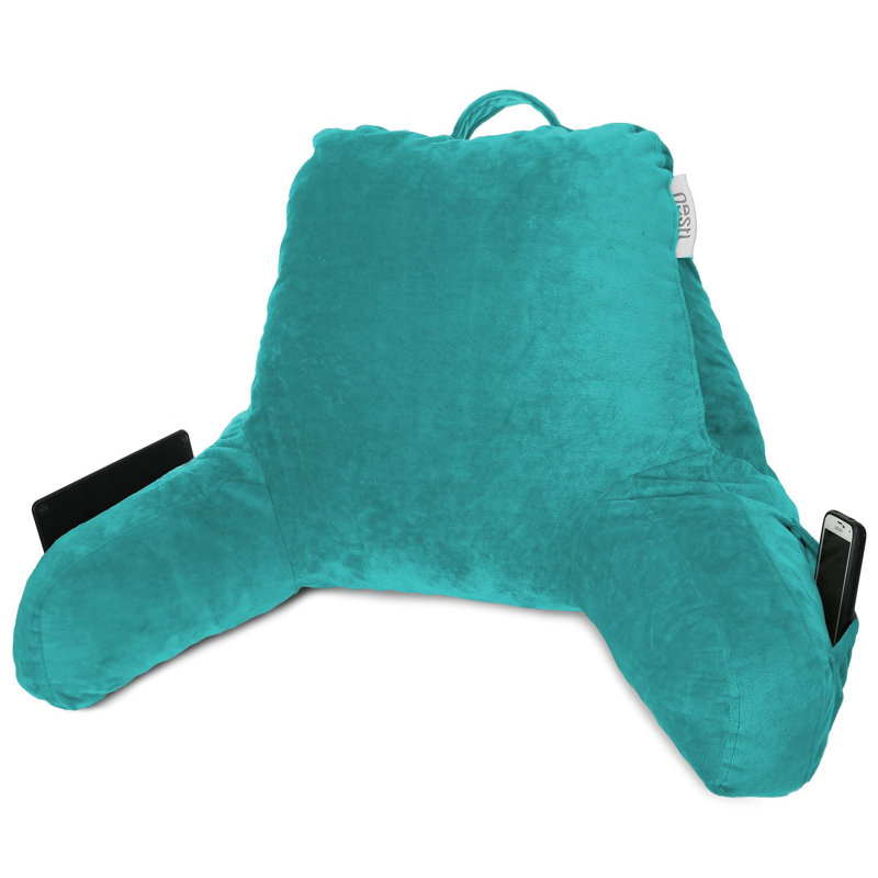 Coussin de lecture Nestl, H 14 po x l 13 po x P 8,5 po, Sarcelle