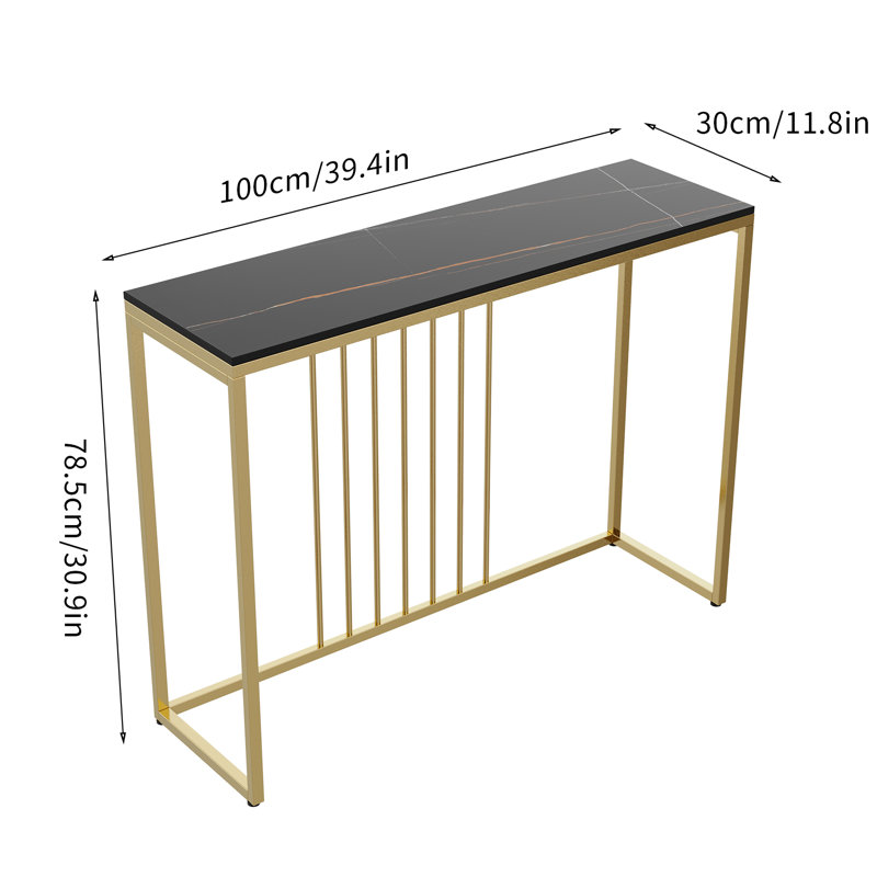 Mersija Console Table, 30.9" H x 39.4" W x 11.8" D, Noir