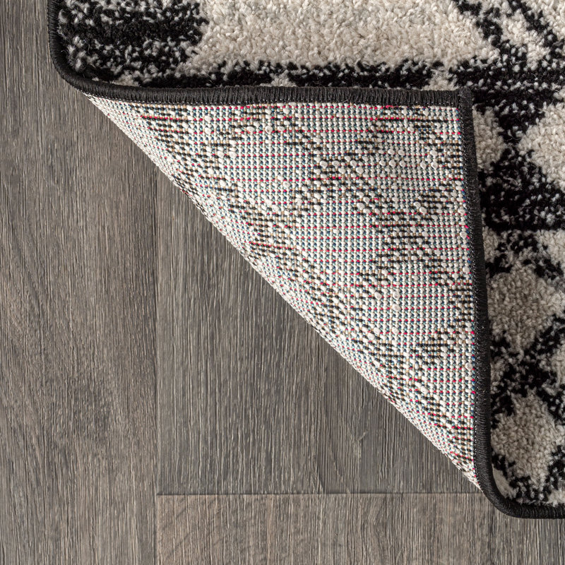 Amir Moroccan Beni Souk Cream/Black Rug, Round 7'10"