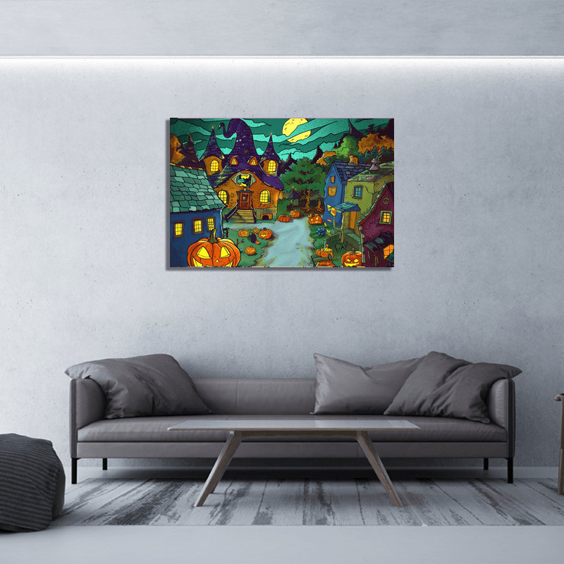 Art mural d'Halloween sur toile, H 36 po x l 48 po