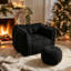 Pouf poire en chenille noire avec repose-pieds pour adultes - Grand fauteuil inclinable en mousse à mémoire de forme-261219410