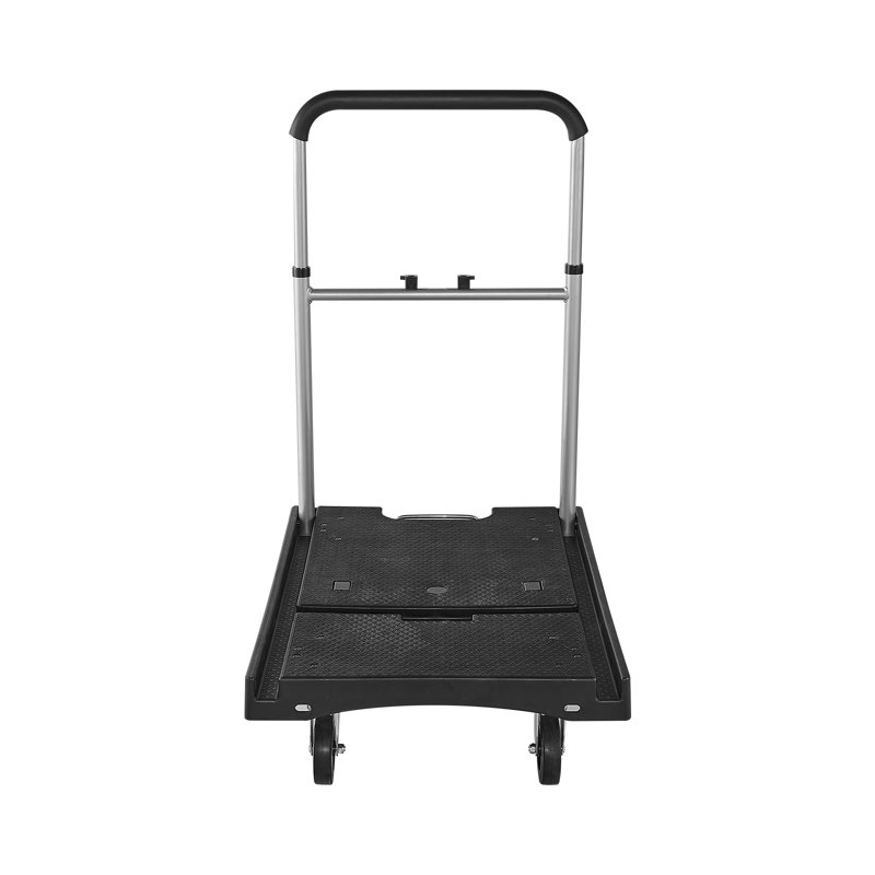 Chariot pliable avec chariot à pousser, capacité de 330 lb, chariot pliable avec roues pivotantes, chariot mobile à plate-forme avec chariot mobile, poignée à pression réglable, pour un rangement facile, 26,8 x 19,5 x 4,5 po