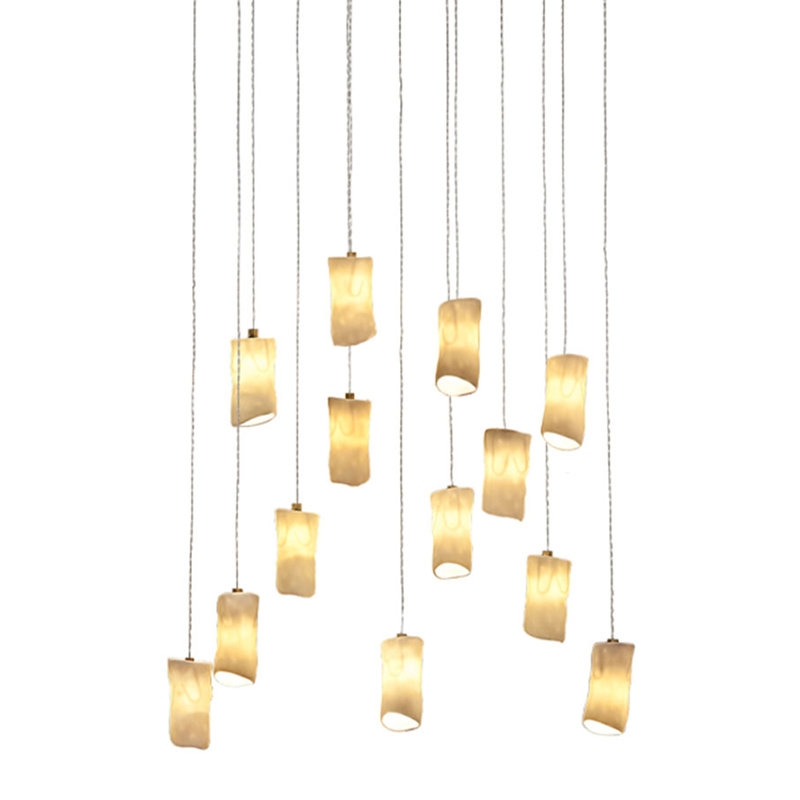 Amorphic 13 - Light Porcelain Pendants Rectangular Chandelier, 72" H x 26" W x 12" D, 13 - Light