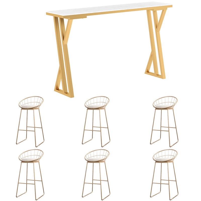 Edenfield, 7 pièces: table, 6 chaises, Blanc, Doré