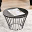 Table d'appoint en acier 16 po avec élément, noir - pour l'extérieur et l'intérieur, décoration élégante, patio pratique en acier, motif, utilisation, décoration tendance, bureau pratique