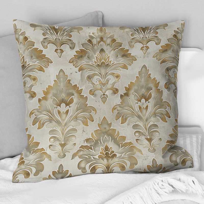 Coussin décoratif beige Glam Damask II - Glam, H 16 po x l 16 po